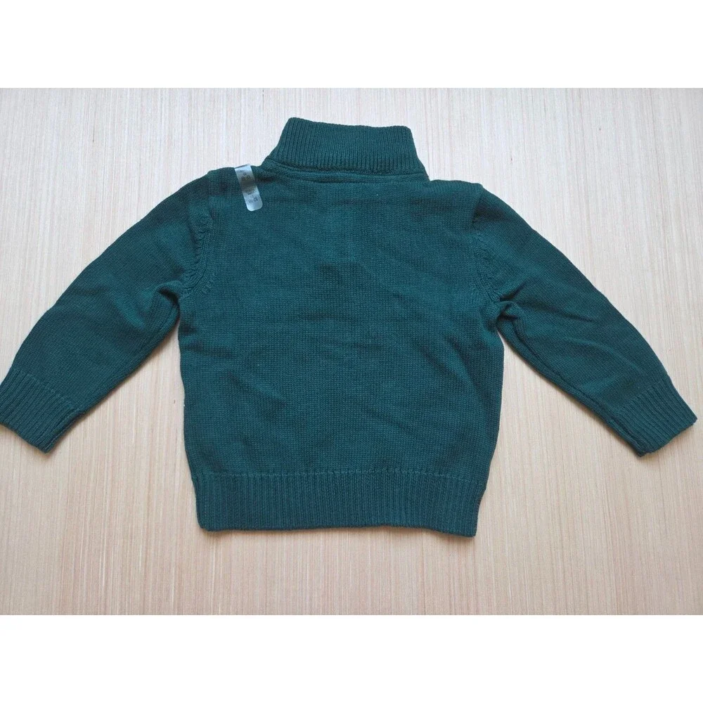 Children's Place Toddler Boys 12-18 Mos Train Fairisle Mock Neck Sweater Green